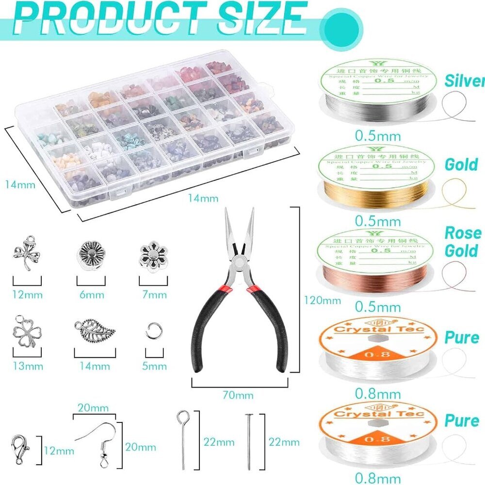 Jewelry Making Kits for Adults Women with 28 Colors Crystal Beads, 1660Pcs Cryst - Picture 7 of 13